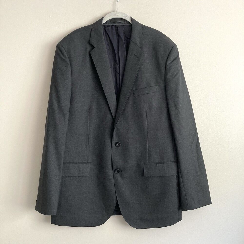 J Crew Blazer Mens 44L Gray Crosby Double Breasted Loro Piana Super 120 Wool